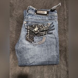 L.A. Idol Women's Blue Jeans with Black Embellishments